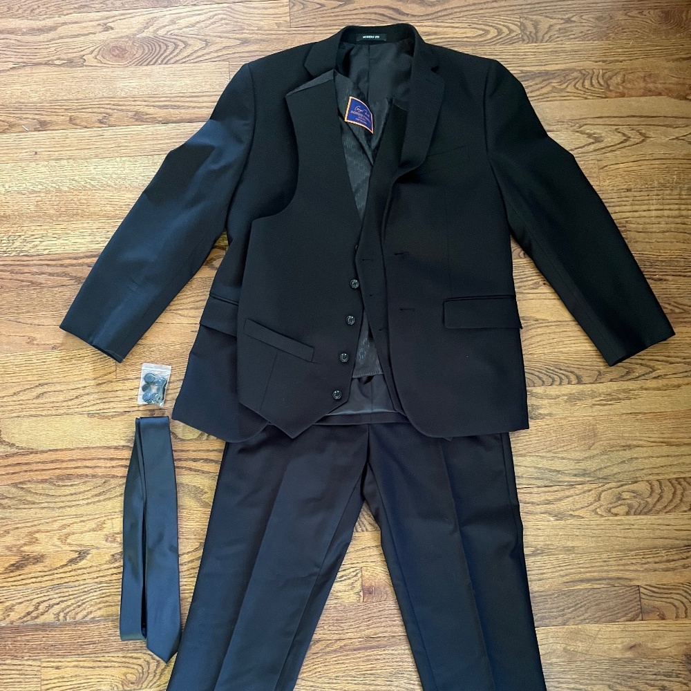 Black Three Piece Suit With Tie
